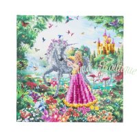Crystal Art Kit Princess Unicorn op houten frame (30×30cm) (Partial)