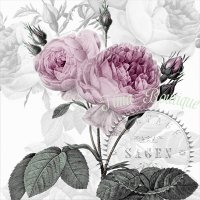 Paarse Vintage Rose 3-laags papieren servetten pakje per 20 st