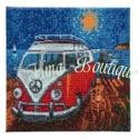 Crystal Art Kit Camper van Go op houten frame (30 x 30 cm) (Full)