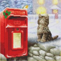 Crystal Art Kit Postman Cat op houten frame (30×30cm) (Partial)