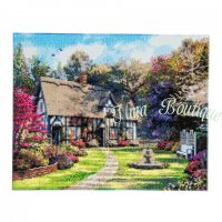 Crystal Art Kit Country Cottage landscape op houten frame (40x50 cm) (Full)