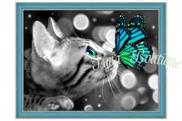 Wizardi Diamond Painting Kit Bengal Cat and Butterfly