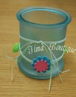 Kaarsen houder met touwtje met bloemetjes (Blauw)