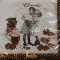 Chocolade vintage 3-laags papieren servetten pakje per 20 st