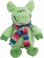 Tender Toys knuffelvarken met sjaal 19 cm groen