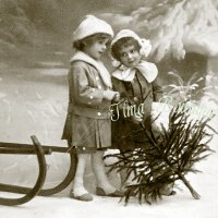 2 kerstmis meisjes 3-laags - 1/4 gevouwen papieren servetten pakje 20 st.