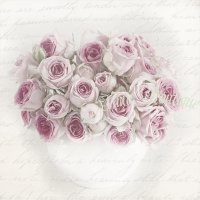 Roze rozen in vaas 3-laags papieren servetten pakje per 20 st
