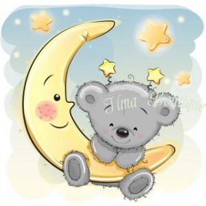 Crystal Art Kit Kinder Frame, Teddy on the Moon, (16x16cm) (Partial)