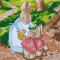 Crystal Art Kit The Flopsy Bunnies op houten frame (30 x 30 cm) (Full)