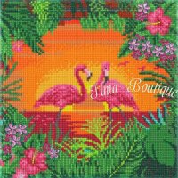 Crystal Art Kit Fancy Flamingoes op houten frame (30 x 30 cm) (Full)